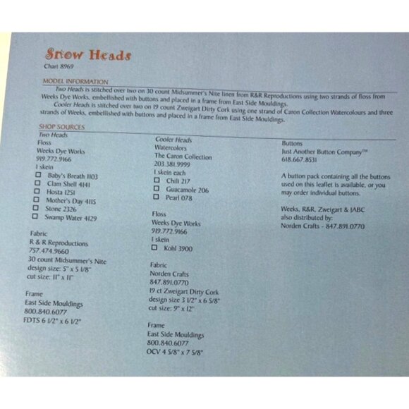 Rare SamSarah Design Studio Snow Heads Cross Stitch Pattern Booklet - Picture 3 of 4